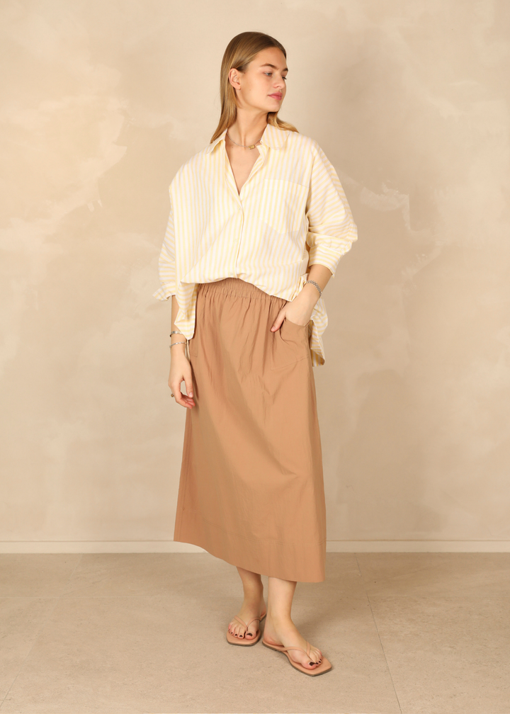 Agathe Light Cotton Mokka Skirt