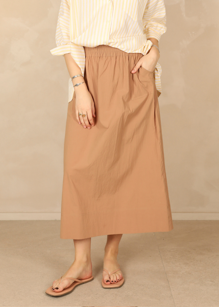 Agathe Light Cotton Mokka Skirt