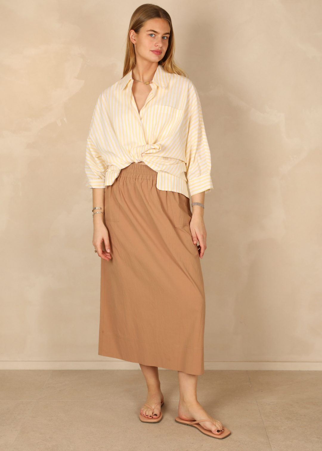 Agathe Light Cotton Mokka Skirt