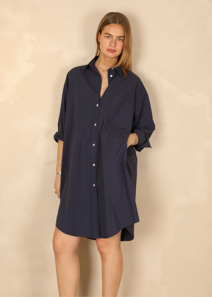 Ally Light Cotton Navy Dress