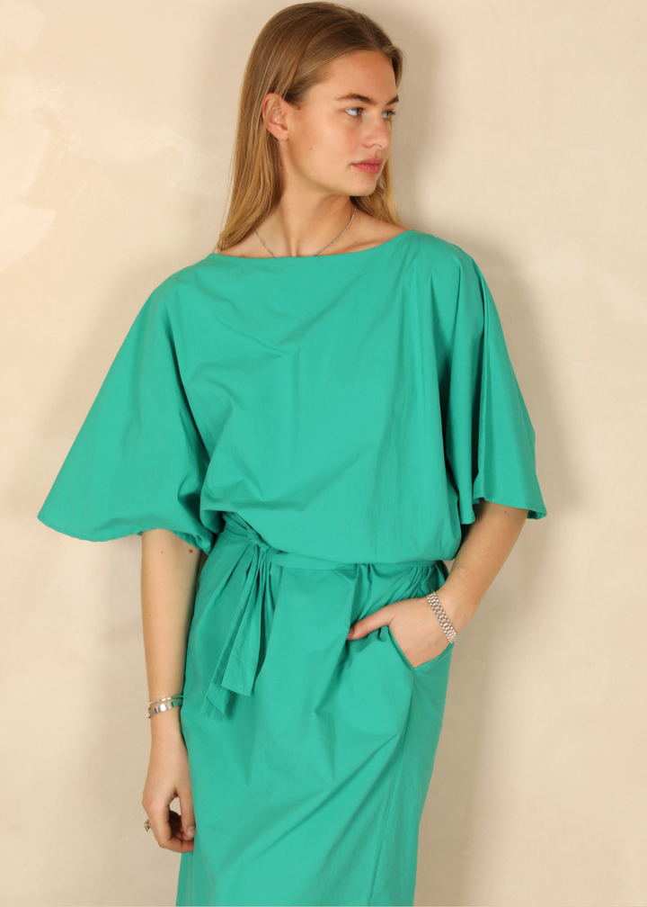 Daphne Light Cotton Green Dress