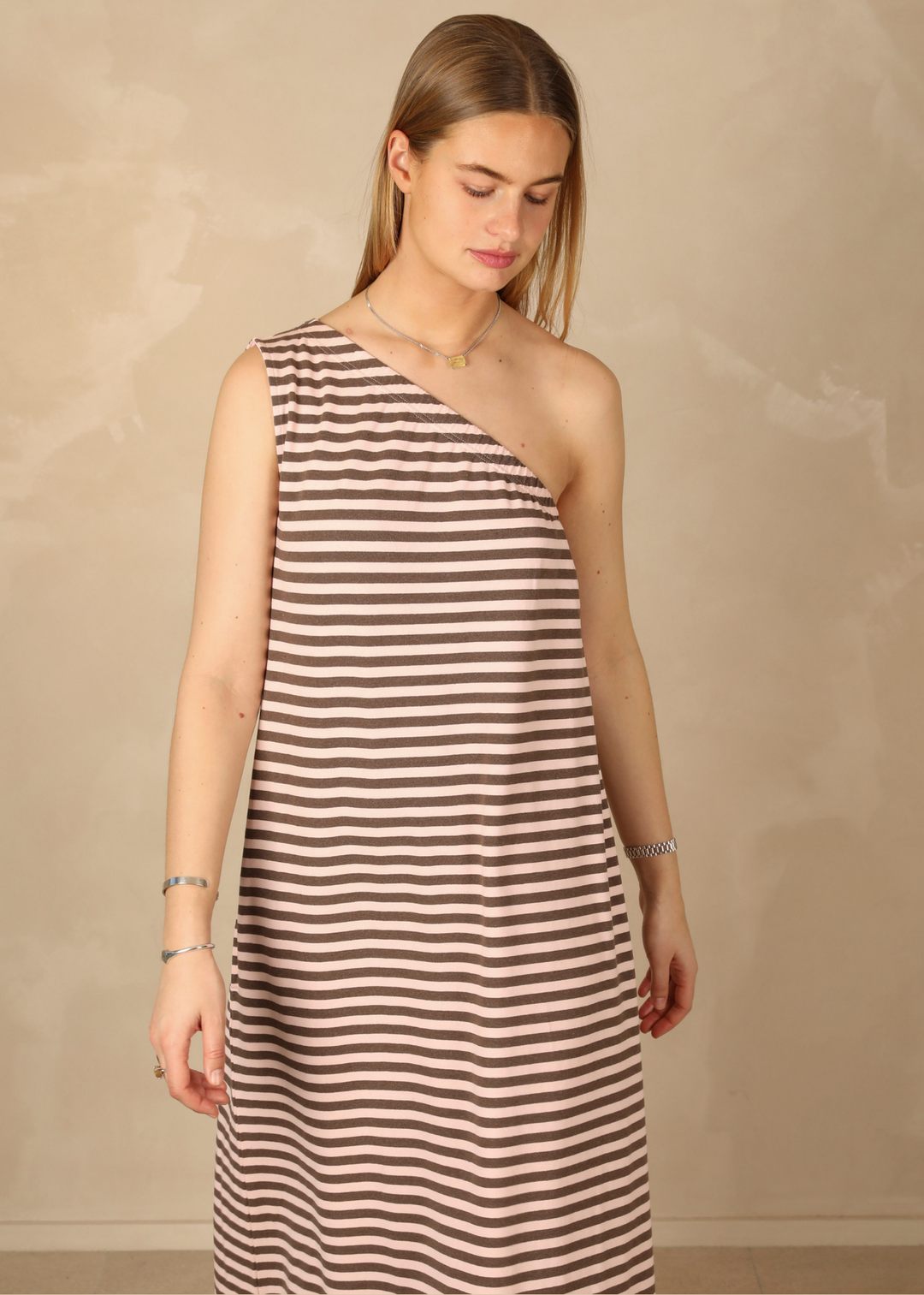 Marie Stripes Chocolat/Blush Dress