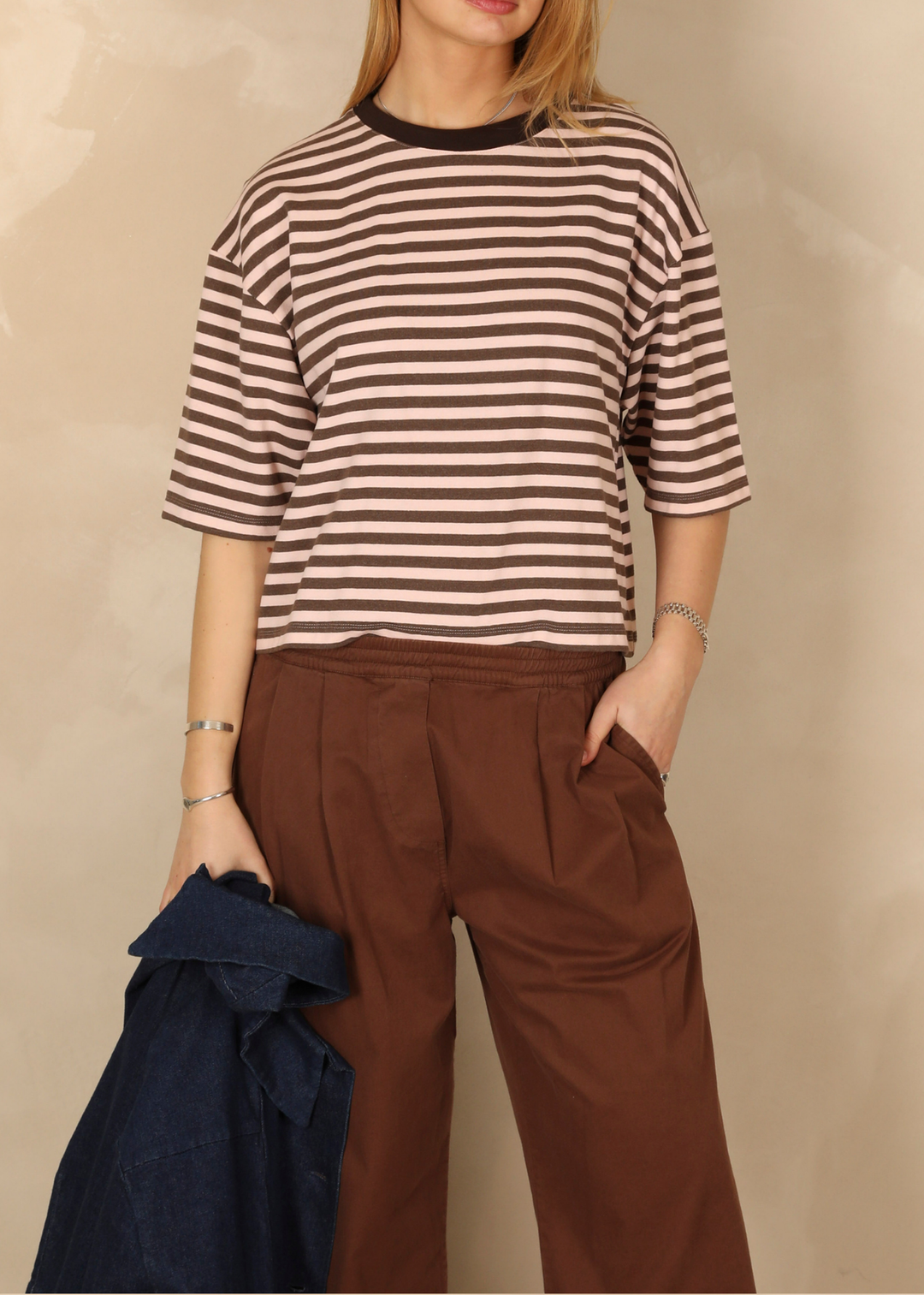Marine Stripes Chocolate/Blush T-Shirt