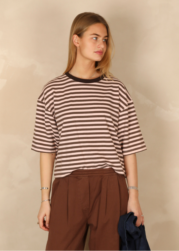 Marine Stripes Chocolate/Blush T-Shirt