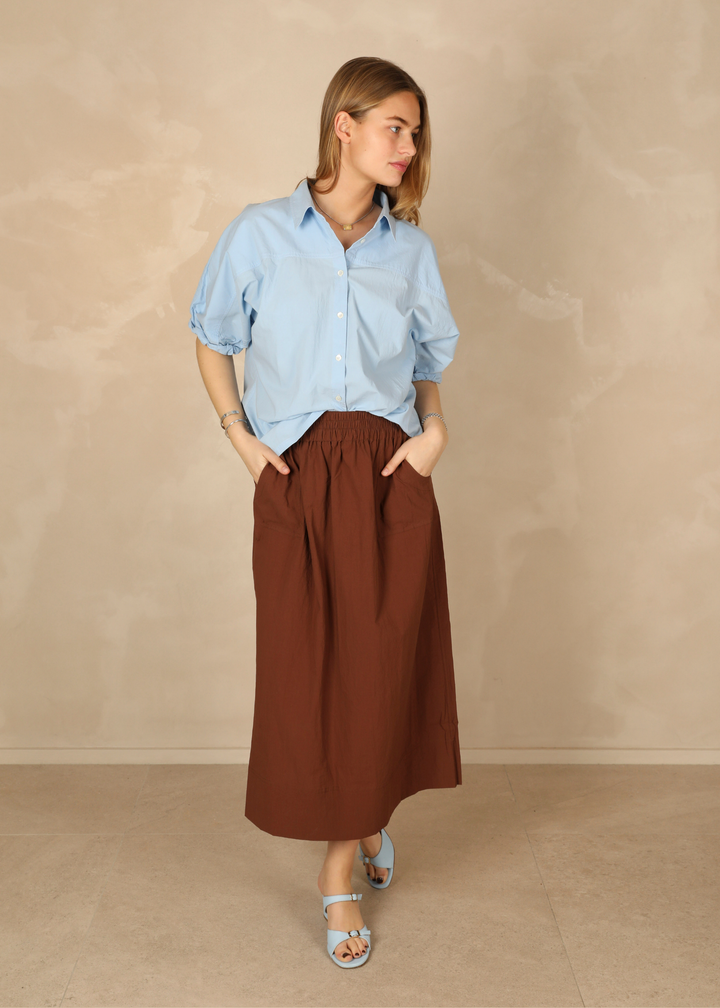 Agathe Light Cotton CHOCOLATE Skirt