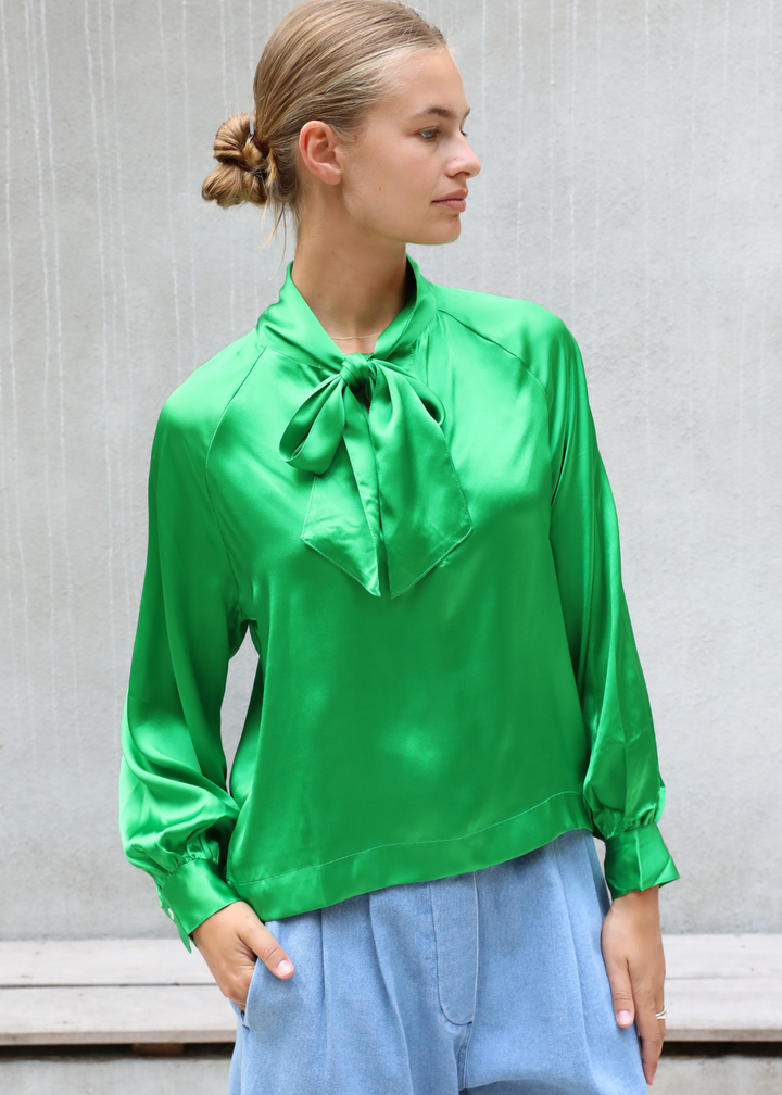 Rose Silk Green Shirt