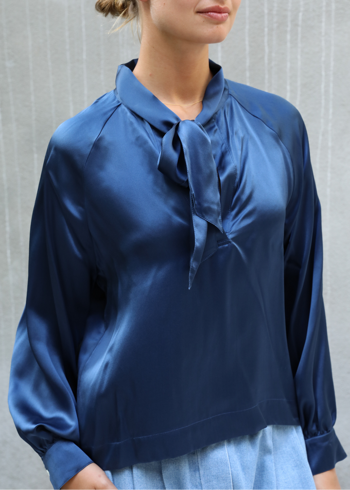 Rose Silk Navy Shirt