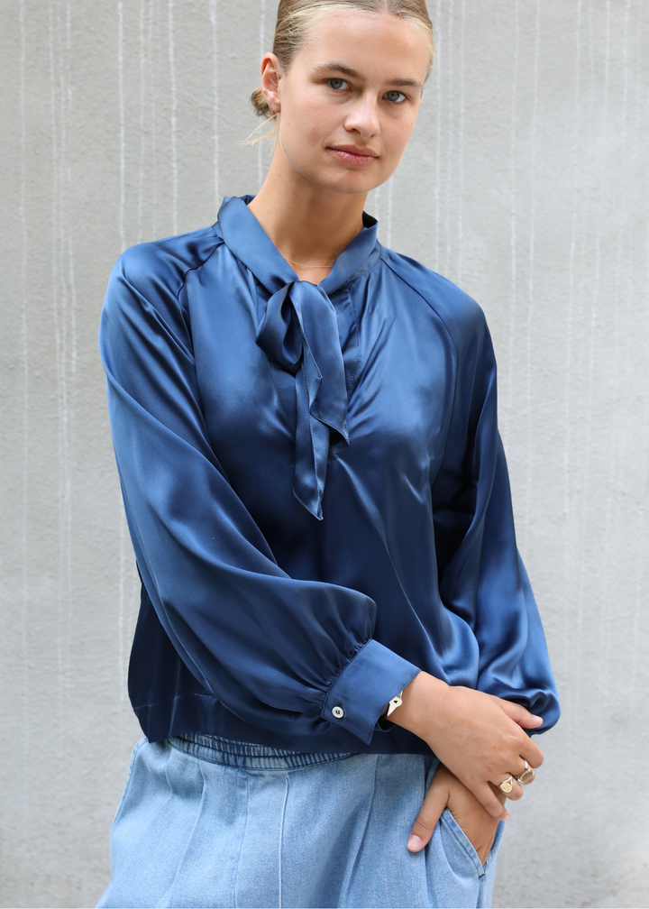 Rose Silk Navy Shirt