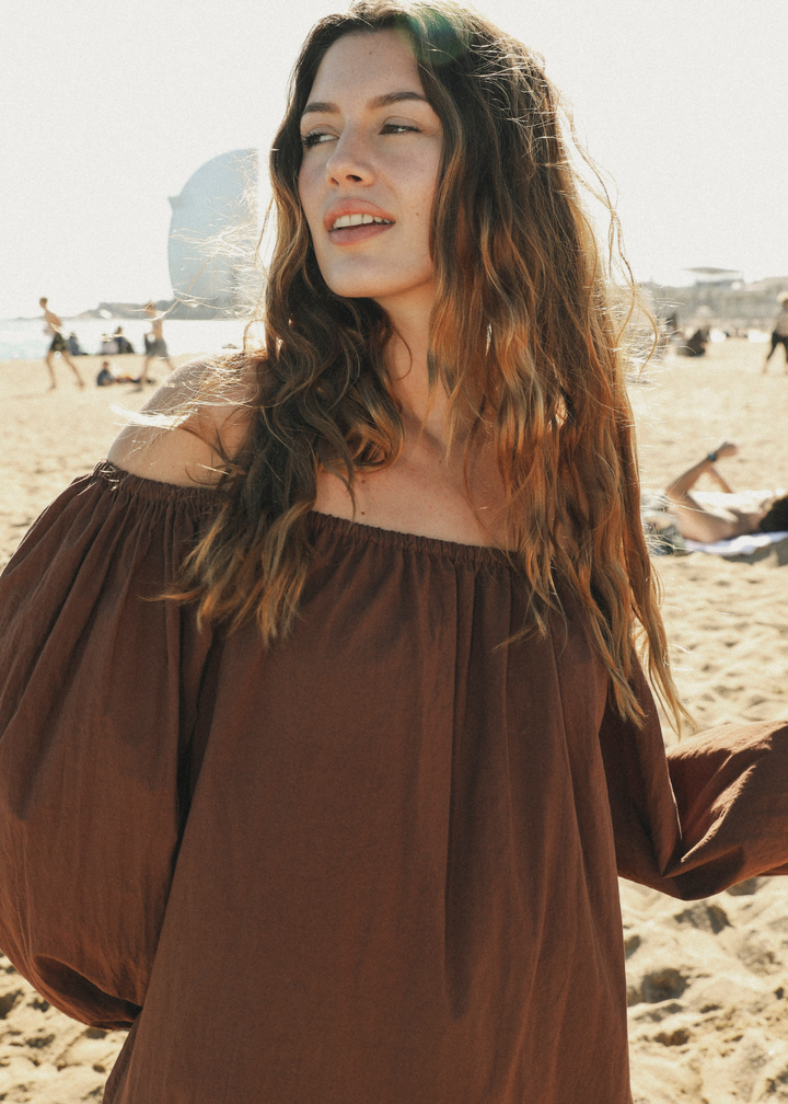 Sophie Light Cotton Chocolate Dress